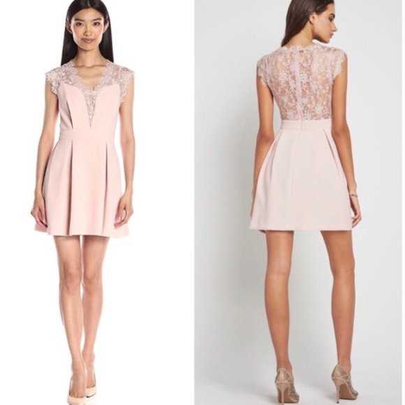 BCBG Generation Rose Smoke Lace Pleated Mini Dress Size 2 - Picture 1 of 16